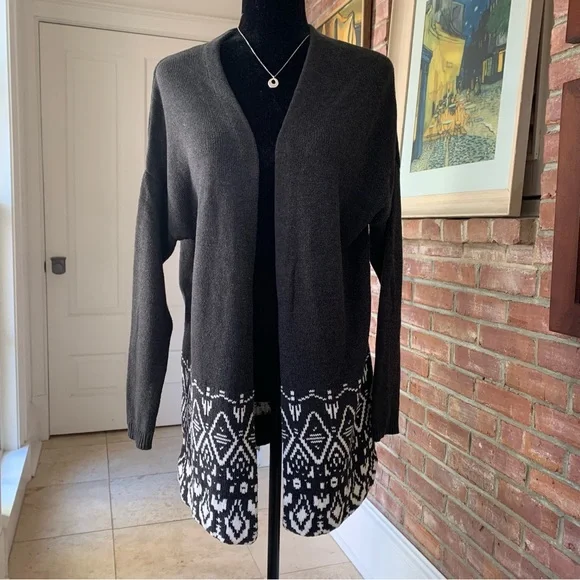 🏷️ Old Navy Border Stitch Geometric Open Front Cozy Cardigan S - Picture 1 of 10